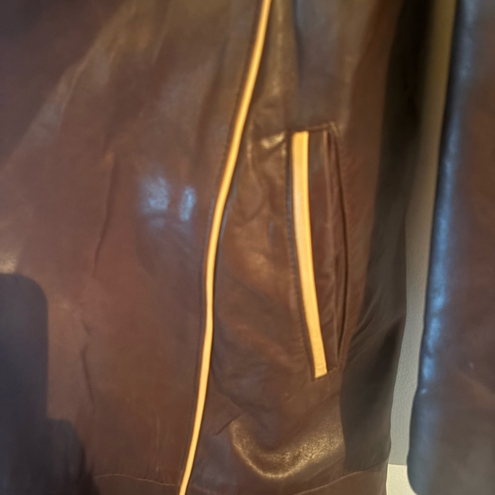 Vintage Elegant Brown Leather Trench  Jacket Fall Boho 90s - Picture 5 of 6